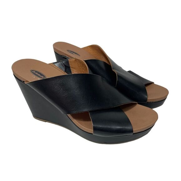 Dr. Scholl’s Black Wide Strap Wedge Sandals - Picture 1 of 8